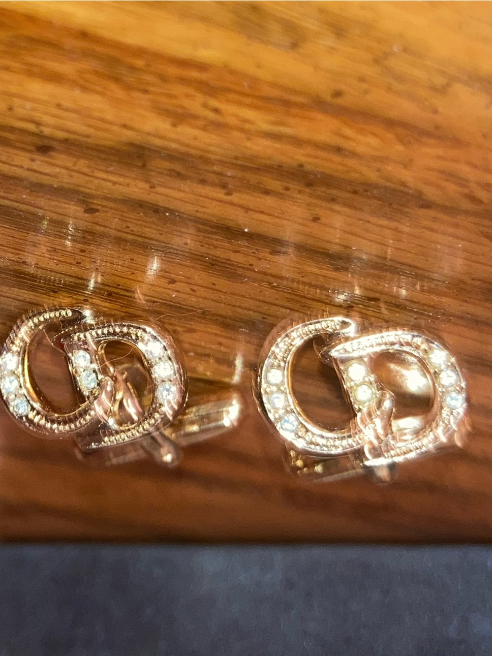 Christian Diof Cuff Links w/ Crystal CD logo Vintage in Original Box - Picture 8 of 8